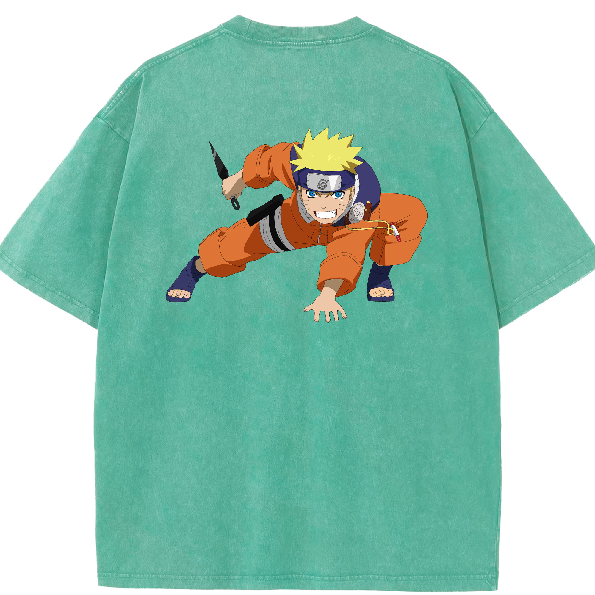 （画像用） NARUTO -ナルト- うずまき ナルト Uzumaki Naruto 綿100% ヴィンテージ風 半袖Tシャツ（背面プリント）